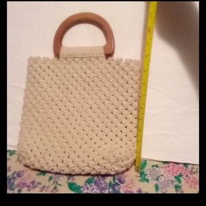 Vintage weave and wooden handle purse